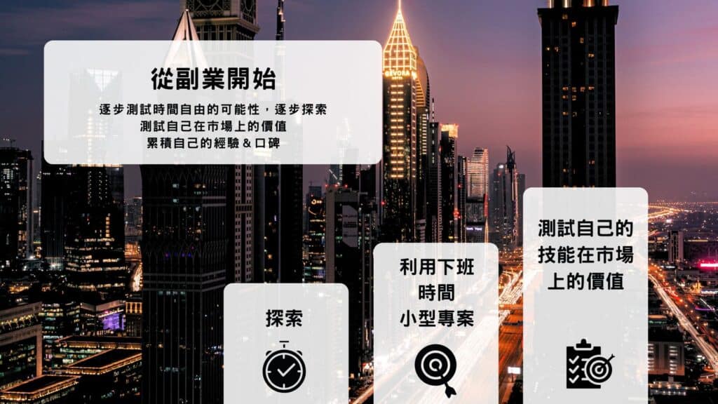 想要嘗試時間自由的工作模式型態,可以先從副業開始。
